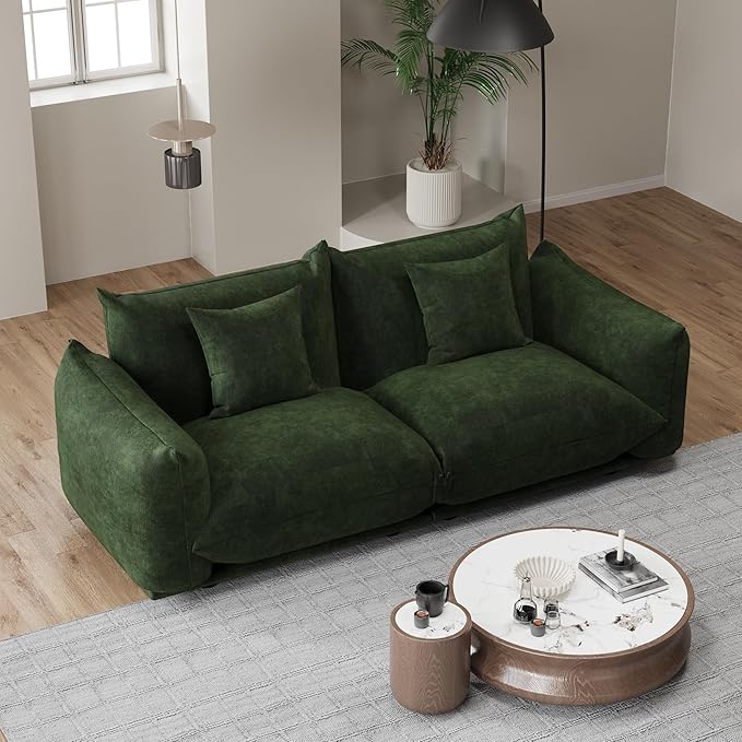 Modern Minimalist Oversized Sofa with Thick Cushion in Green