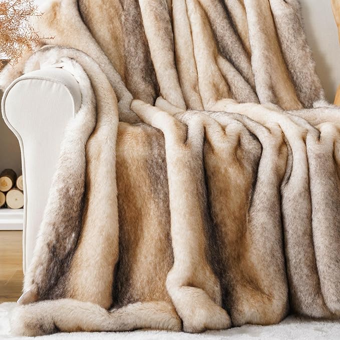 Cozy Faux Mink Fur Throw Blanket - 50 x 60