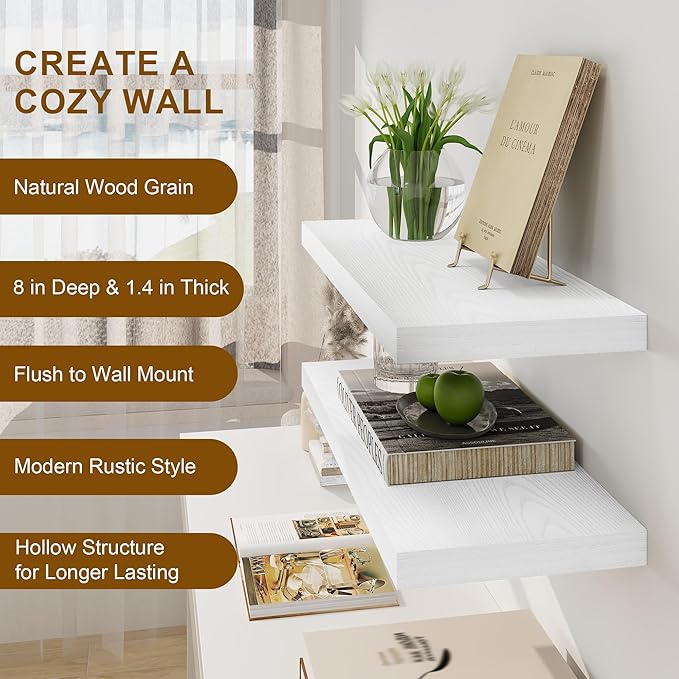 24" Floating Shelves, Set of 2 - White