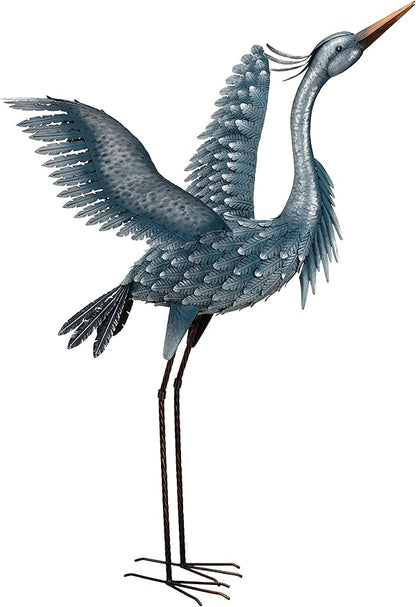47" Rustic Metal Bird Statue - Blue