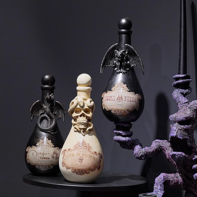 Resin Black Dragon Halloween Potion Bottle