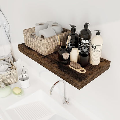 Set of 2 - 24" Rustic Brown Floating Shelves