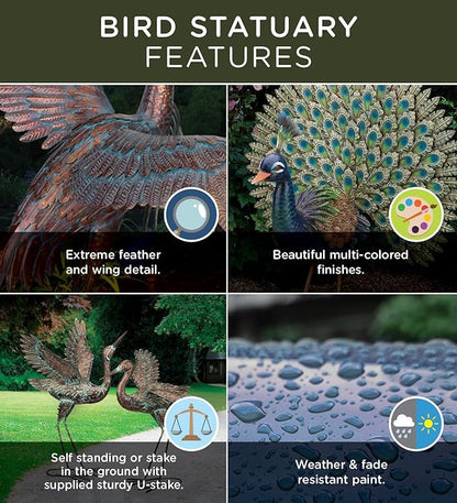 Rustic Bronze Outdoor Bird Statues