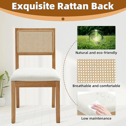 Natural Rattan Dining Chairs - Set of 4