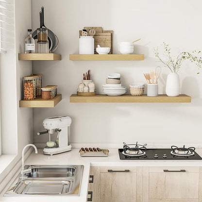 55" Heavy Duty Floatinf Shelves in Oak - Set of 2