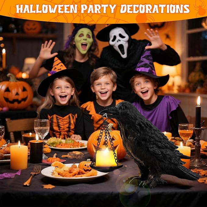 Black Crow Resin Candle Holder - Halloween Decoration