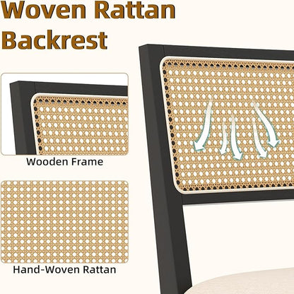 Black Rattan Dining Chairs - Set of 4
