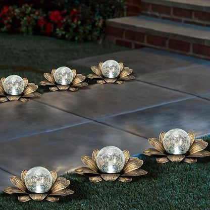 LEWIS&amp;WAYNE Solar Garden Lights - 3 Pc Copper Lotus Flower