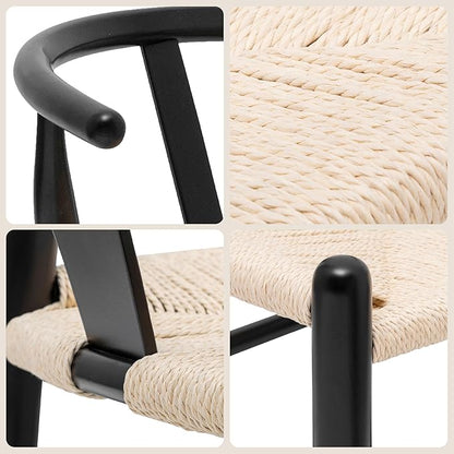 POLY &amp; BARK Weave Mid Century Modern Dining Chairs in Black - Set of 2