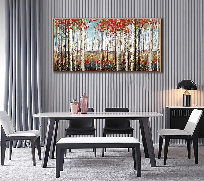 Large Framed Birch Tree Wall Art - 24 x 48