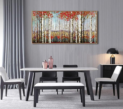 Large Framed Birch Tree Wall Art - 24 x 48