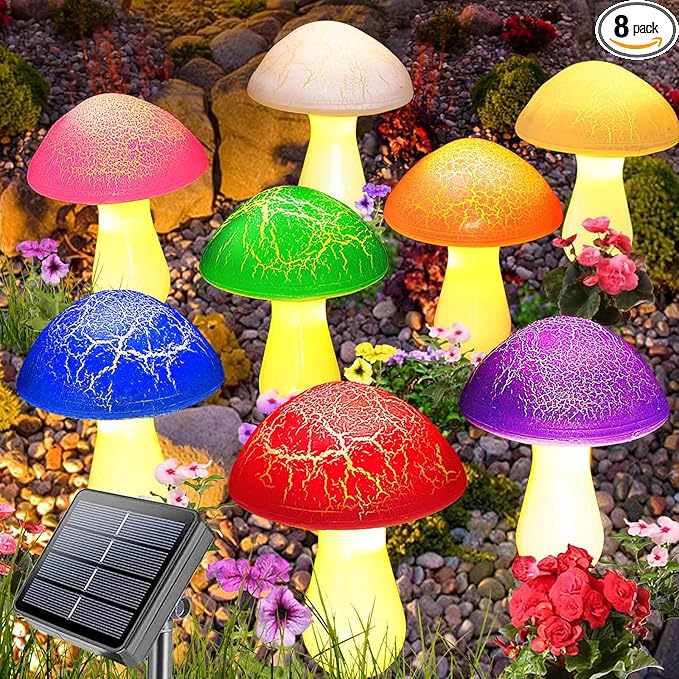 8-Pack Solar Mushroom Lights