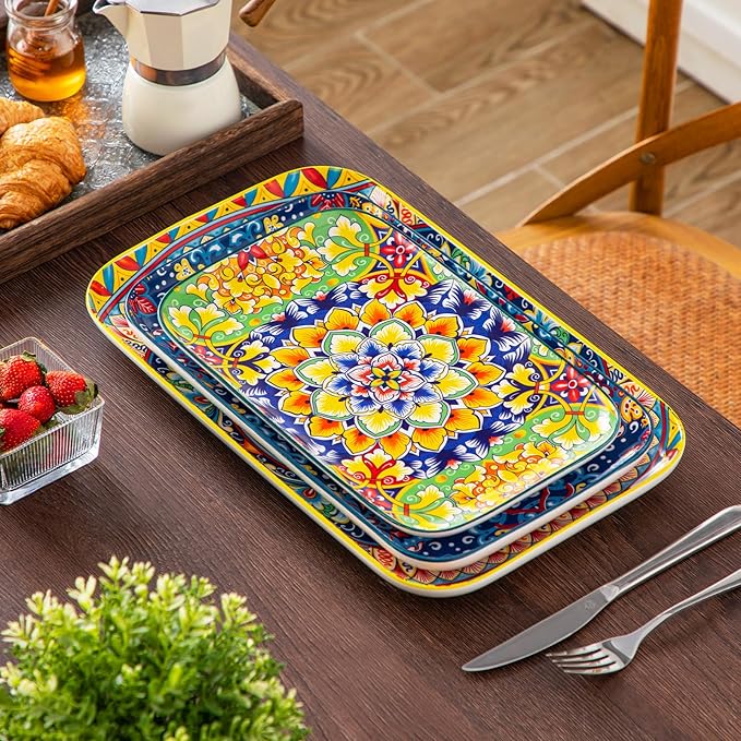 Set of 3 Vancasso Serving Platters - 16"/14"/12" Inch Rectangular Trays