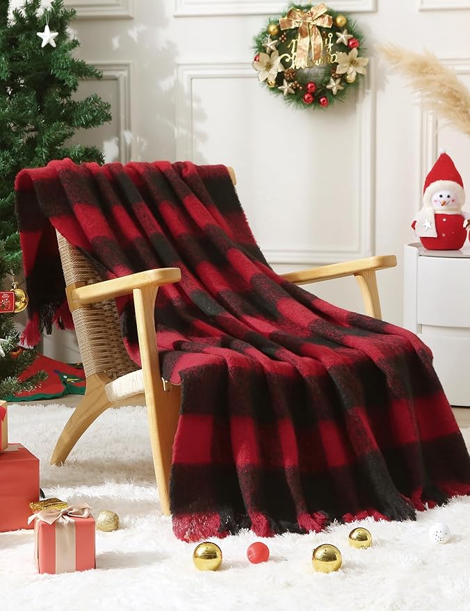 Buffalo Plaid Throw Blanket - 50" x 60" Black and Red