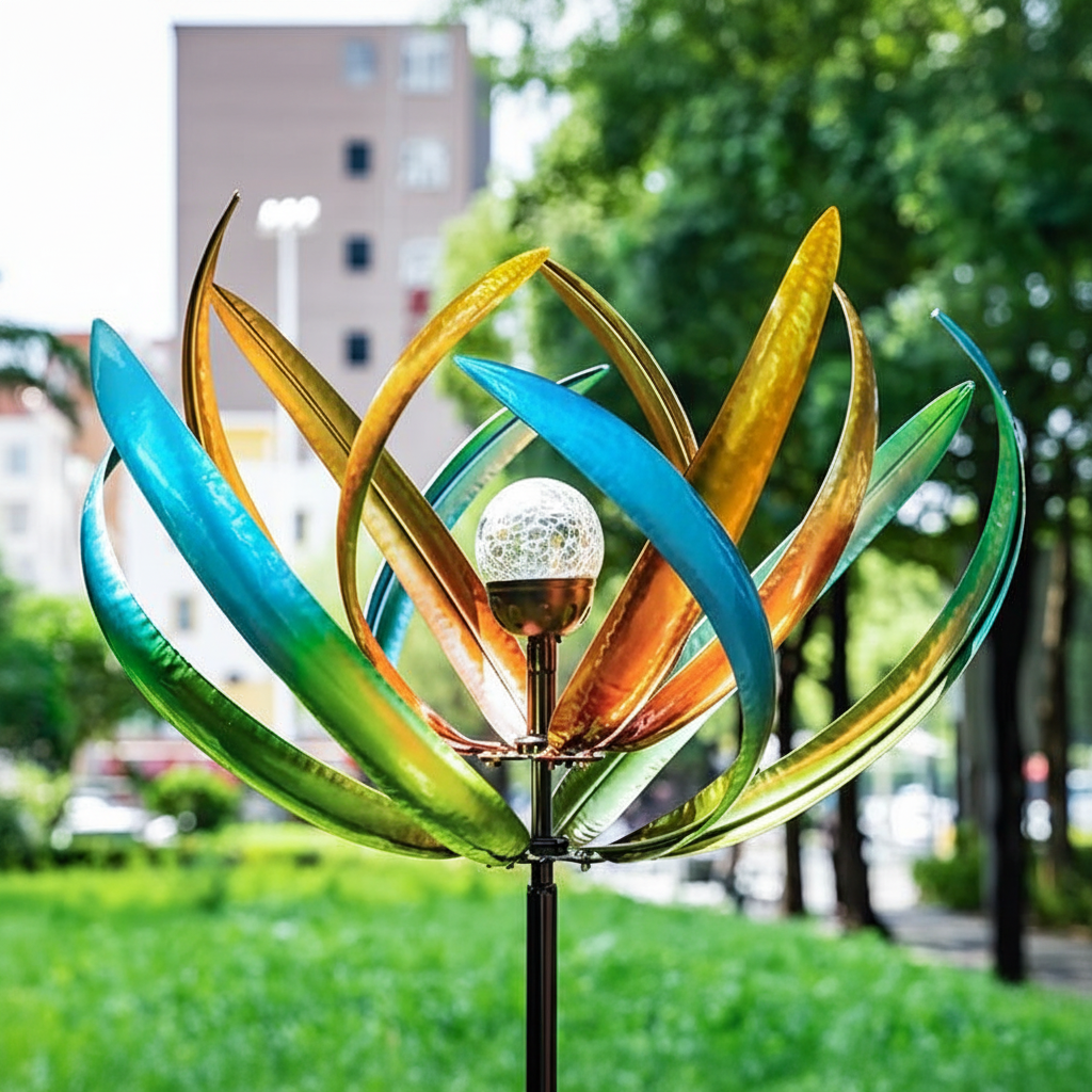 82" Vibrant Multicolor Solar Tulip Wind Spinner