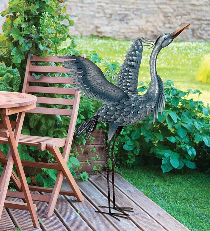 47" Rustic Metal Bird Statue - Blue
