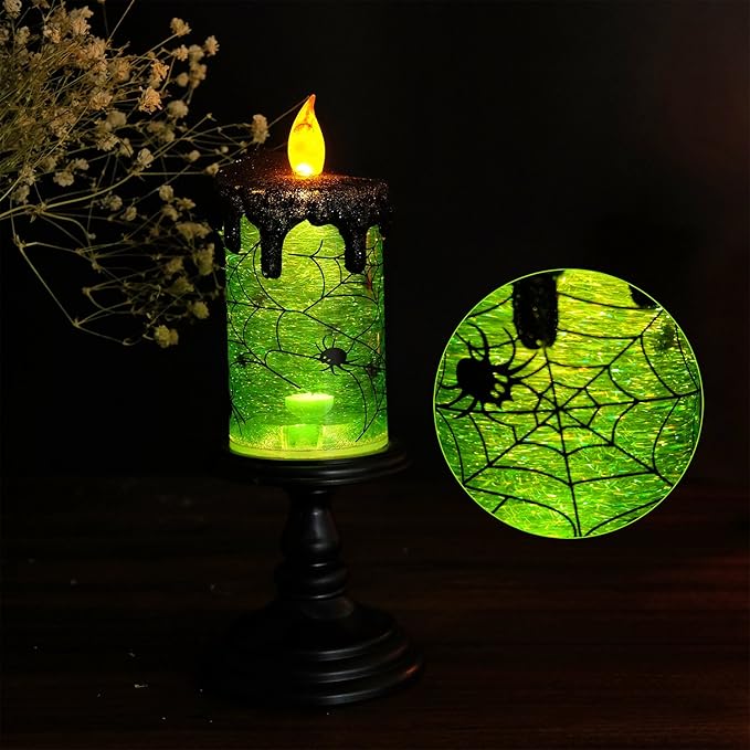 Battery Operated Spooky Green Flameless Halloween Tornado Candle