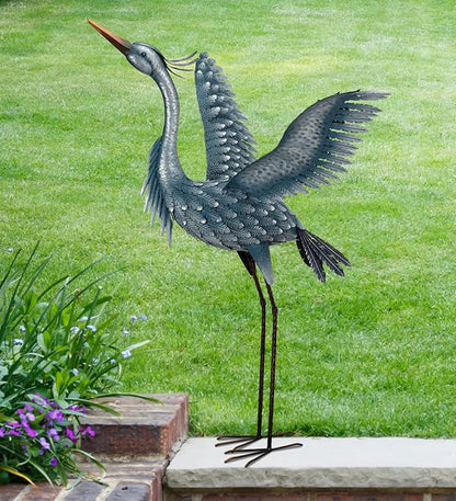 47" Rustic Metal Bird Statue - Blue