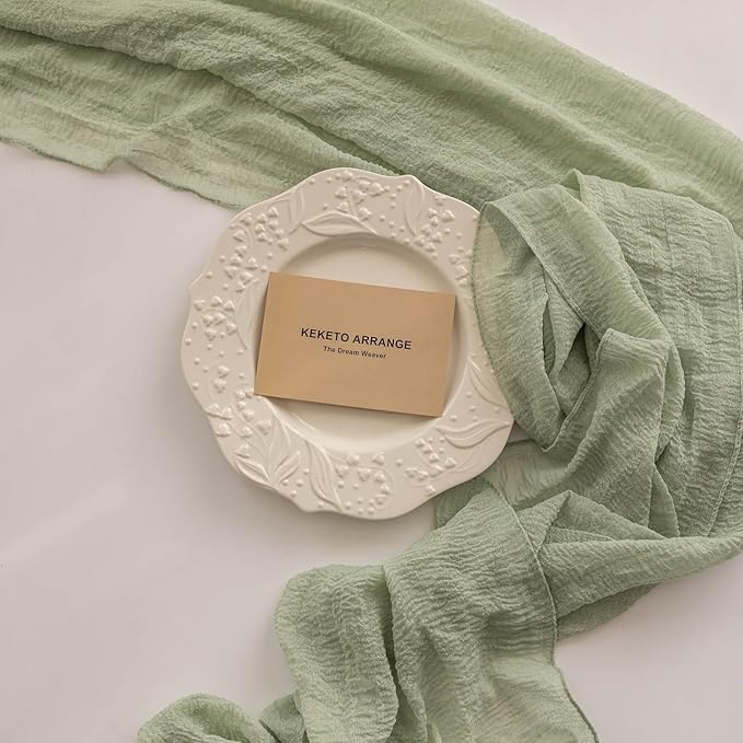 Sage Green Cheesecloth Table Runner - 120"