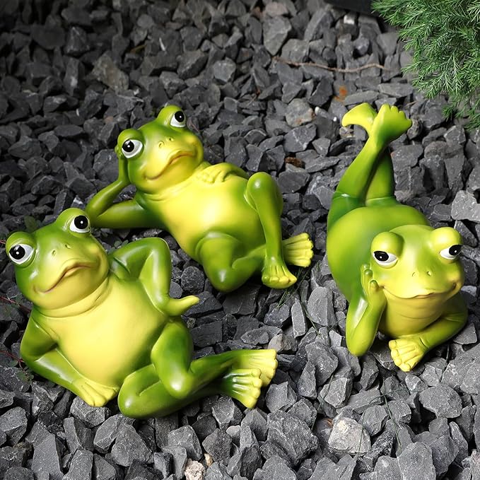 Frog Figurine Garden Decor - Set of 3
