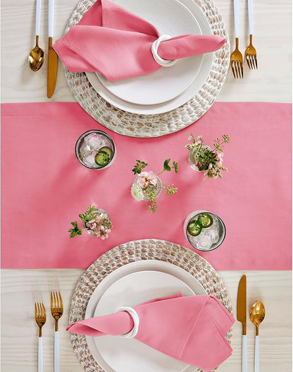 100% Pure Linen Table Runner 14 x 120 Inch - Pink Carnation