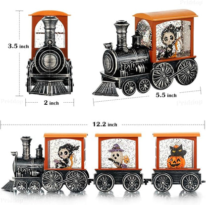 Halloween Snow Globe Train - Battery Powered LED Indoor Decoration with Timer