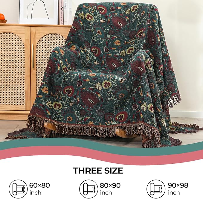 100% Cotton Soft Breathable Reversible Blanket - 80" x 90"