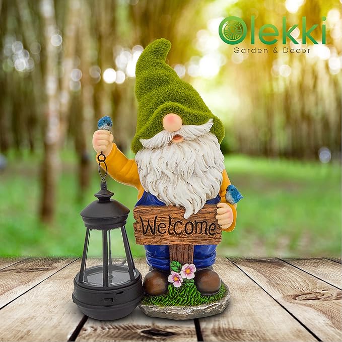 LED Garden Gnome Lantern - Welcome
