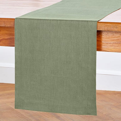 100% Pure Linen Table Runner 14 x 48 Inch - Artichoke Green