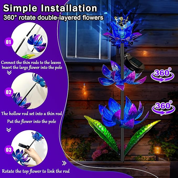 63 Inch Metal Wind Spinner with LED Lights