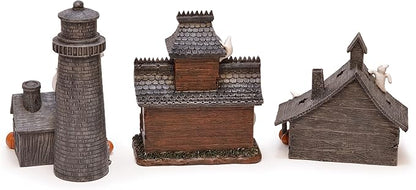 Mark Feldstein &amp; Associates Spooky Halloween Village - Color-Changing Pre-Lit 3 Pc Set