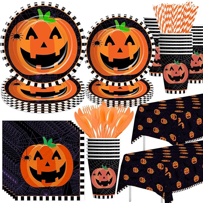 Halloween Party Tableware Set - Supplies for 24 People