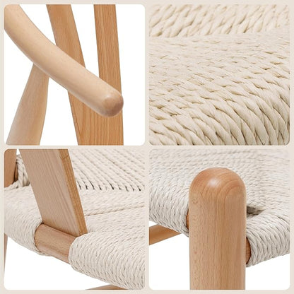 POLY &amp; BARK Weave Mid Century Modern Dining Chairs - Set of 2, Natural
