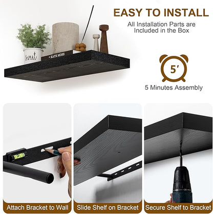 Set of 2 16" Floating Shelves - Black