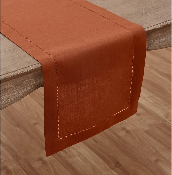 100% Pure Linen Small Table Runner in Cinnamon - 14 x 60 Inch