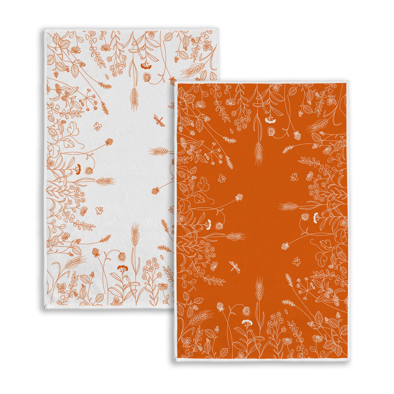 Orange Fall Harvest Kitchen Towels - Set of 2