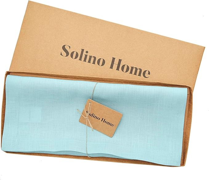 100% Pure Linen Table Runner 14 x 72 Inch -  Aqua Blue