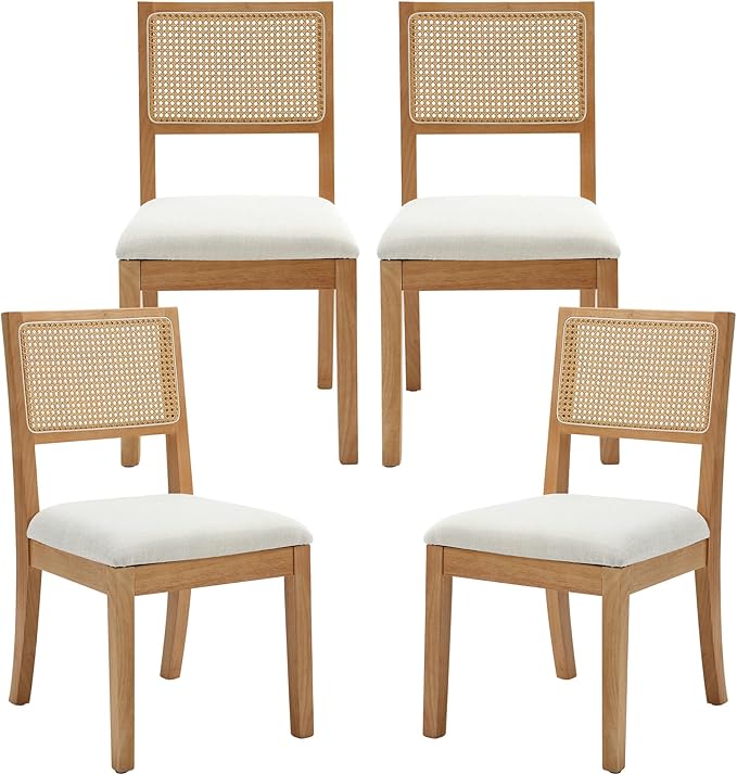 Natural Rattan Dining Chairs - Set of 4