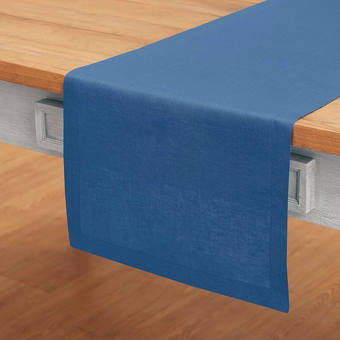 100% Pure Linen Indigo Blue Dining Table Runner 14 x 108 Inch
