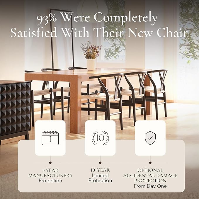 POLY &amp; BARK Weave Mid Century Modern Dining Chairs in Black - Set of 2
