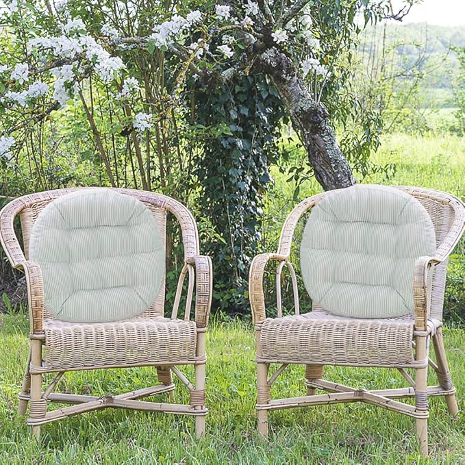 Tiita Striped Beige Round Inddoor/Outdoor Cushions - 2 pack, 22"
