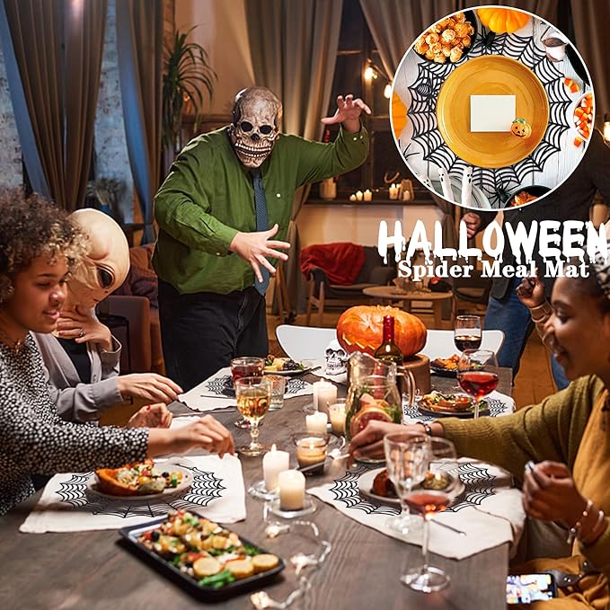 Set of 6 Halloween Spider Web Placemats - 15"