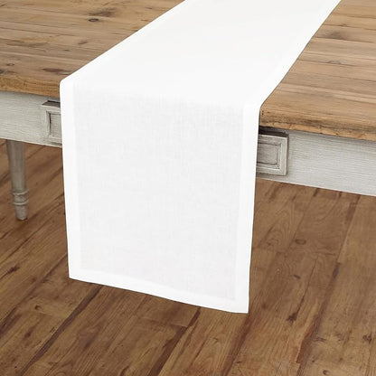 100% Pure Linen 14 x 72 Inch Table Runner - White