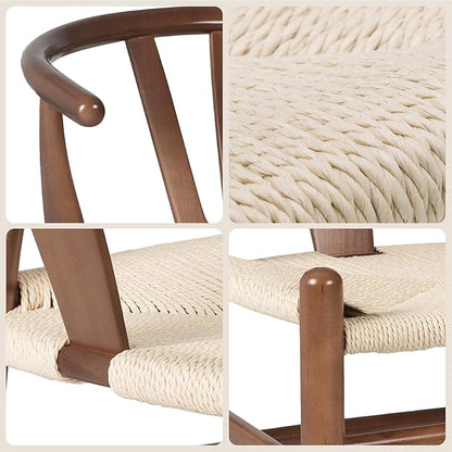 POLY &amp; BARK Mid Century Modern Wishbone Dining Chairs in Walnut - Set of 2