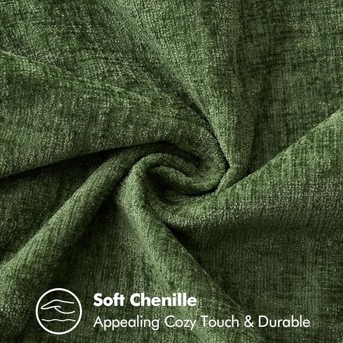 Pack of 2 Moss Green Stitched Edge Soft Chenille Pillow Covers - 18 x 18 inch