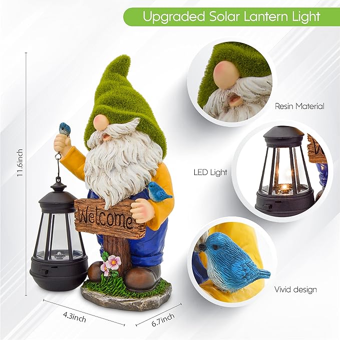 LED Garden Gnome Lantern - Welcome