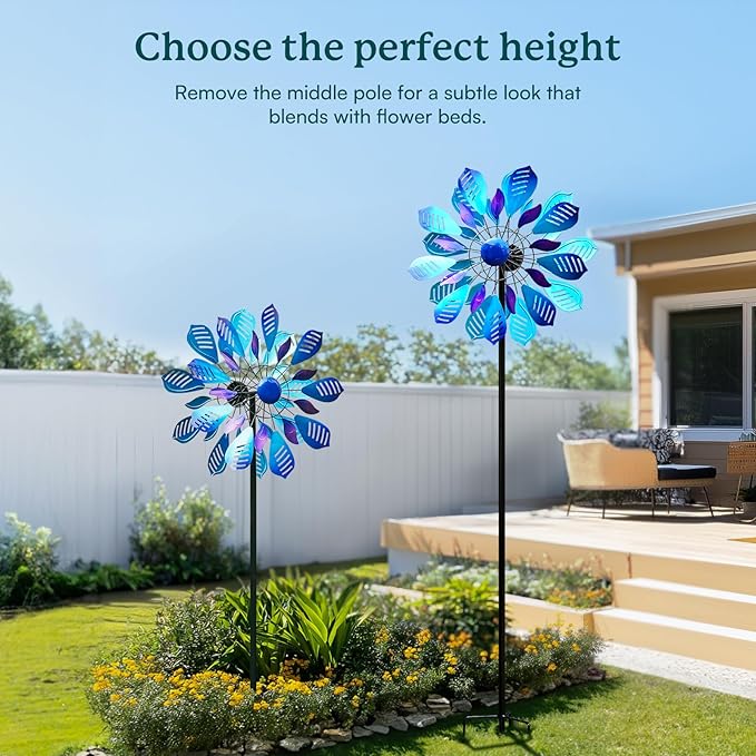 Extra Large Wind Spinner - 84" Blue Flower