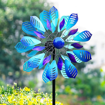 Extra Large Wind Spinner - 84" Blue Flower