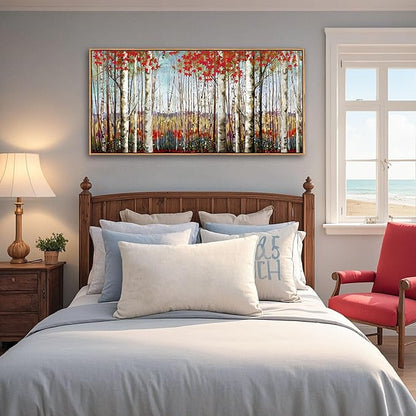Large Framed Birch Tree Wall Art - 24 x 48