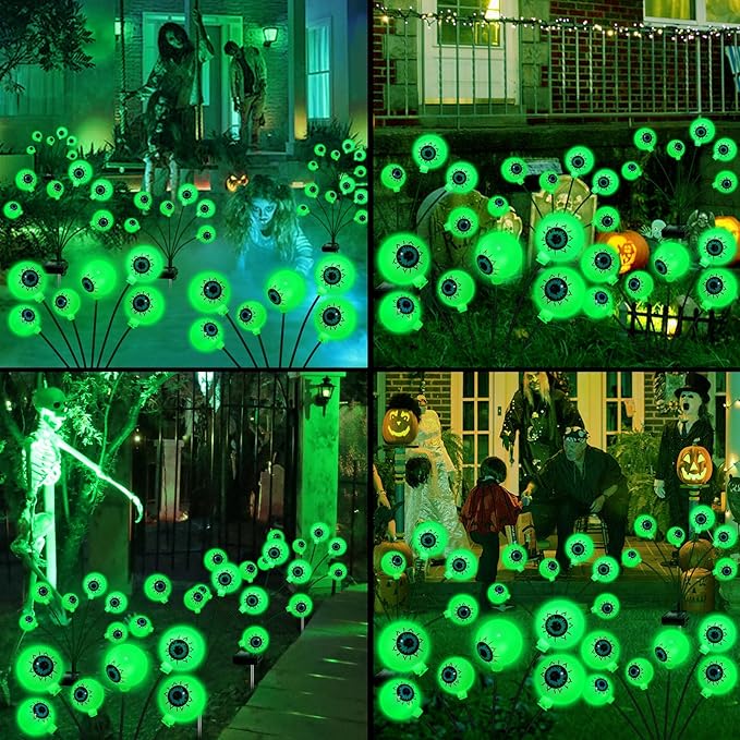 Set of 4 24-light LED Spooky Eyeball Lights - Outdoor/Waterproof
